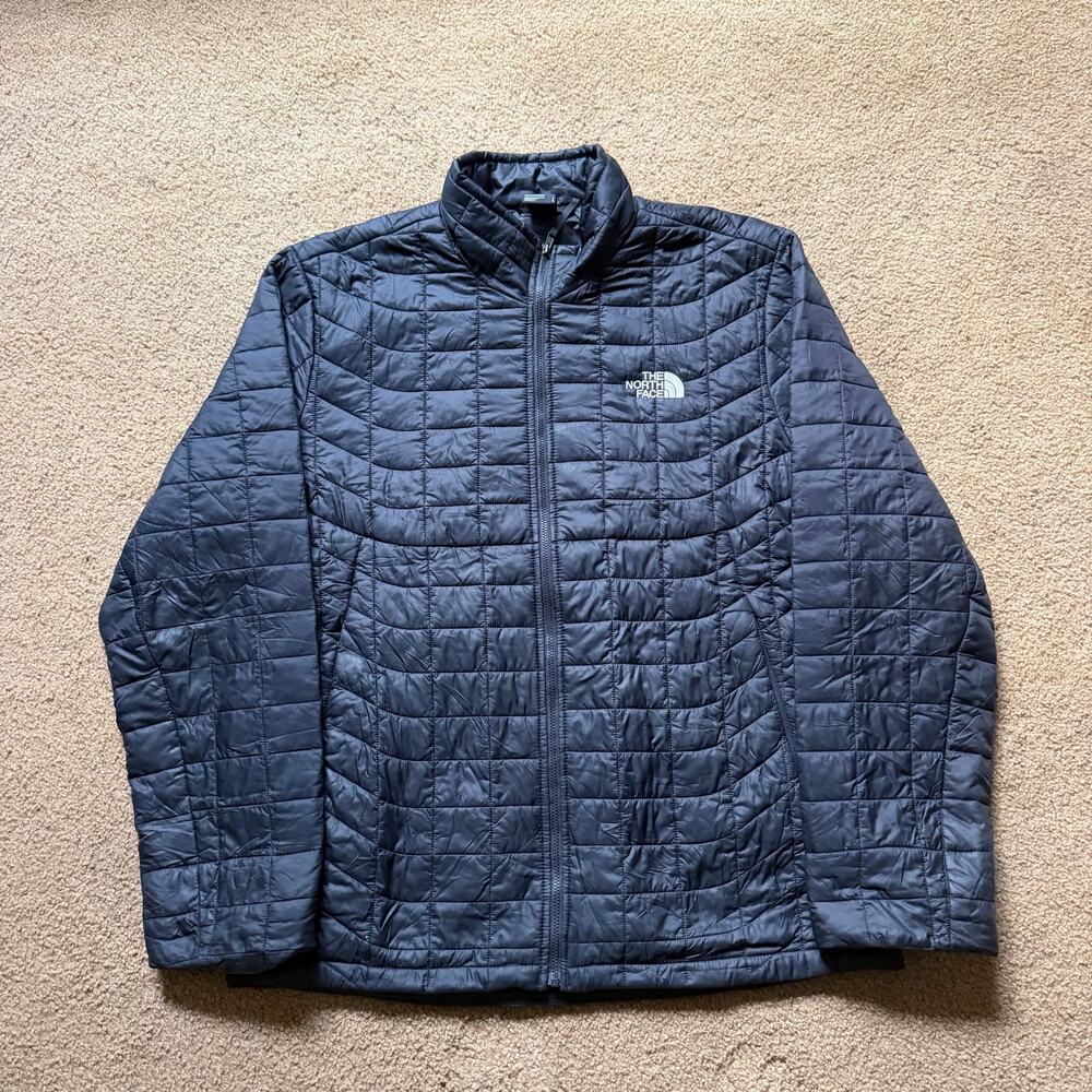 The North Face Quilted Thermoball Eco Full Zip Puffer Jacket Size L Black
